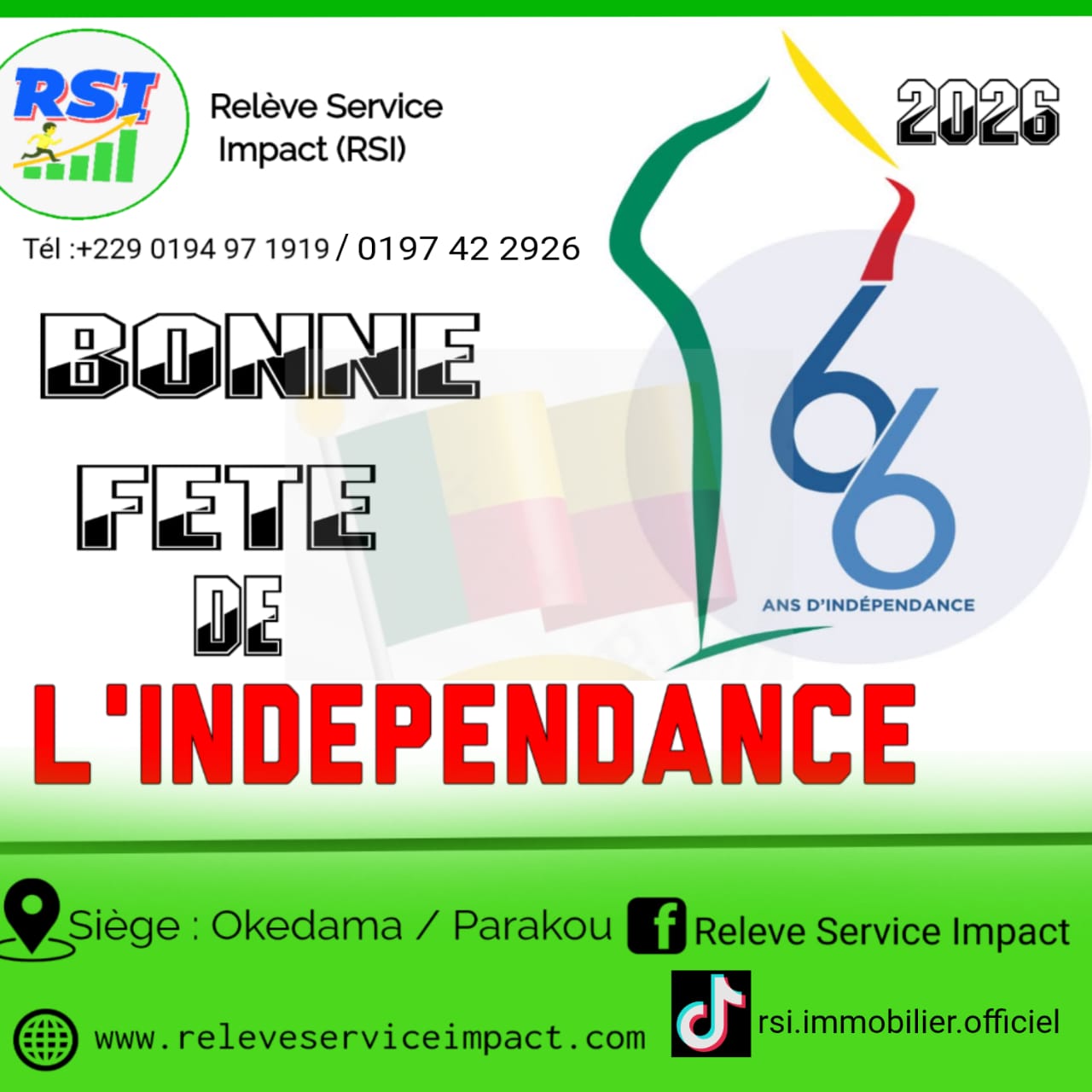Bonne fête de l’indépendance du Bénin 2026 - Relève Service Impact